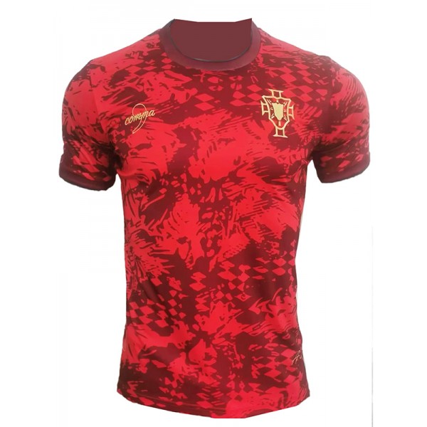 Portugal pre-match jersey training soccer uniform men's red sportswear football kit top shirt 2024-2025